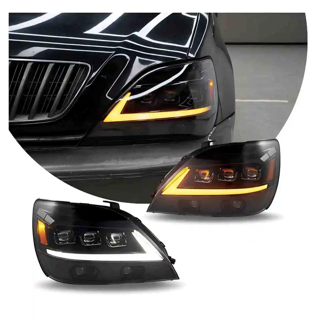 

Светодиодная фара в сборе для Lexus RX RX300 RX330 1998-2003 с дневными ходовыми огнями и указателями поворота