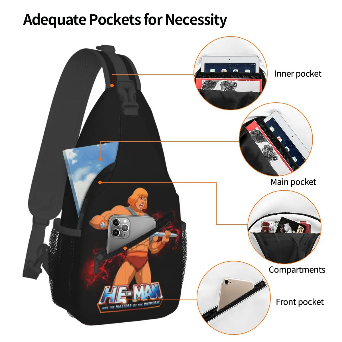 He-Man And The Masters Of The Universe Chest Bag Men Sling Crossbody Backpack Chest Bag Traveling Hiking Daypack Shoulder Bag