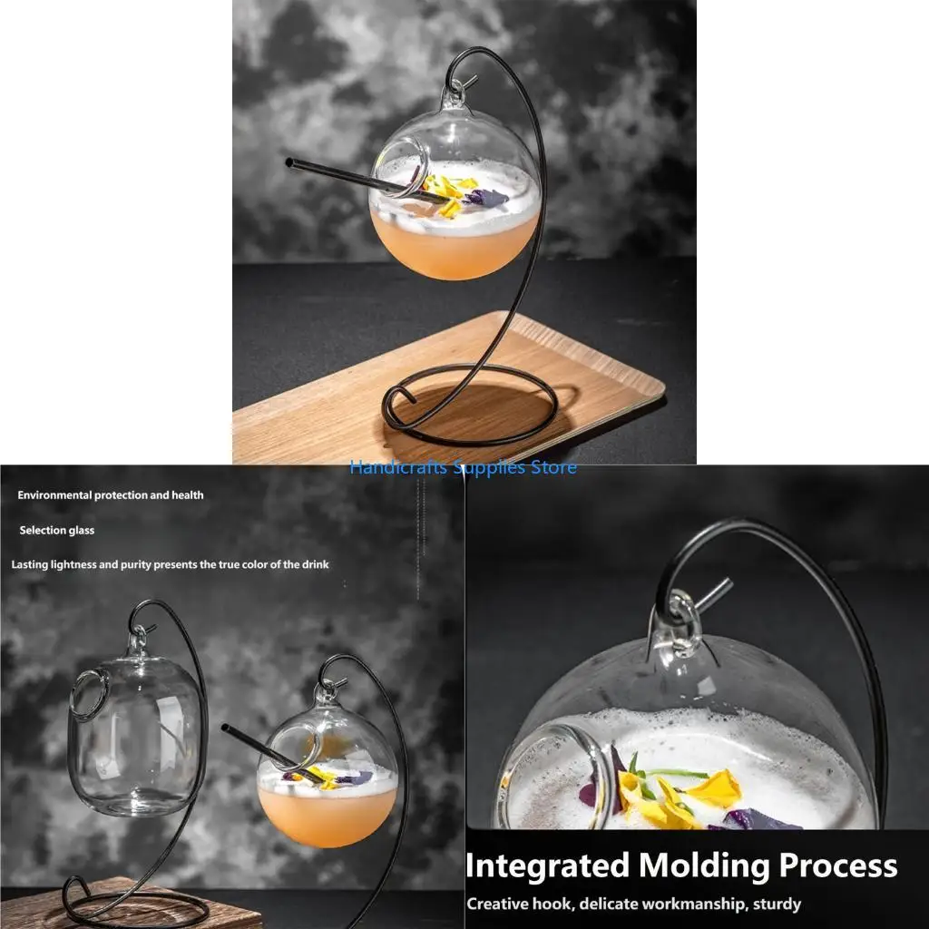 R1WA Beverage Container Floating Cocktail Drinking Vessel With Metal Support Base