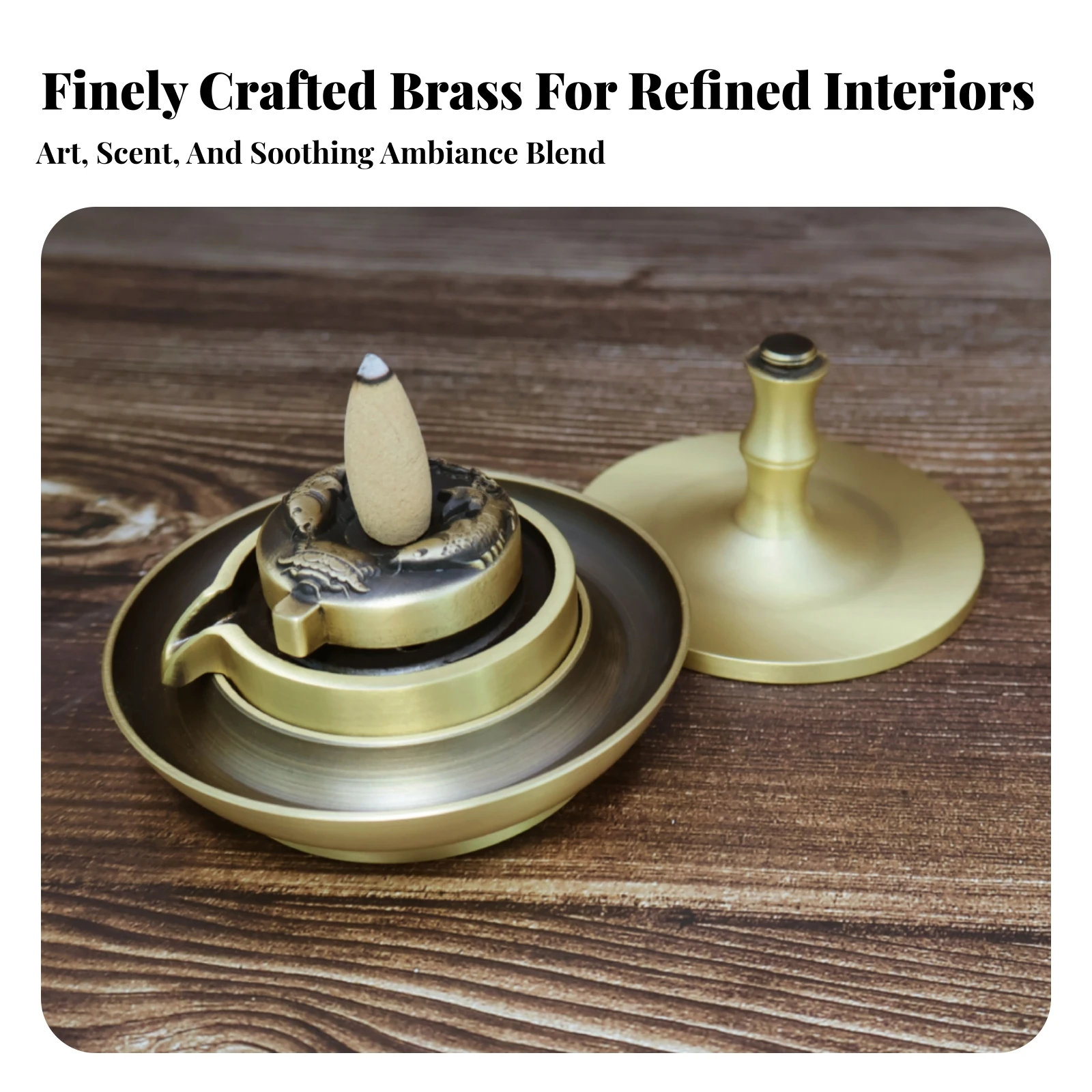 Backflow Incense Holder Gold-Toned Backflow Incense Burner Home Decor Lustrous Finish for Indoor Use