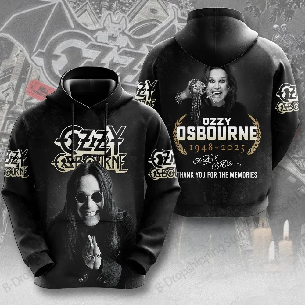 روك باند Ozzy Osbourne ثلاثية الأبعاد طباعة هوديي الرجال النساء موضة كم طويل هوديس معطف خمر الرجال البلوز للجنسين الملابس جديد