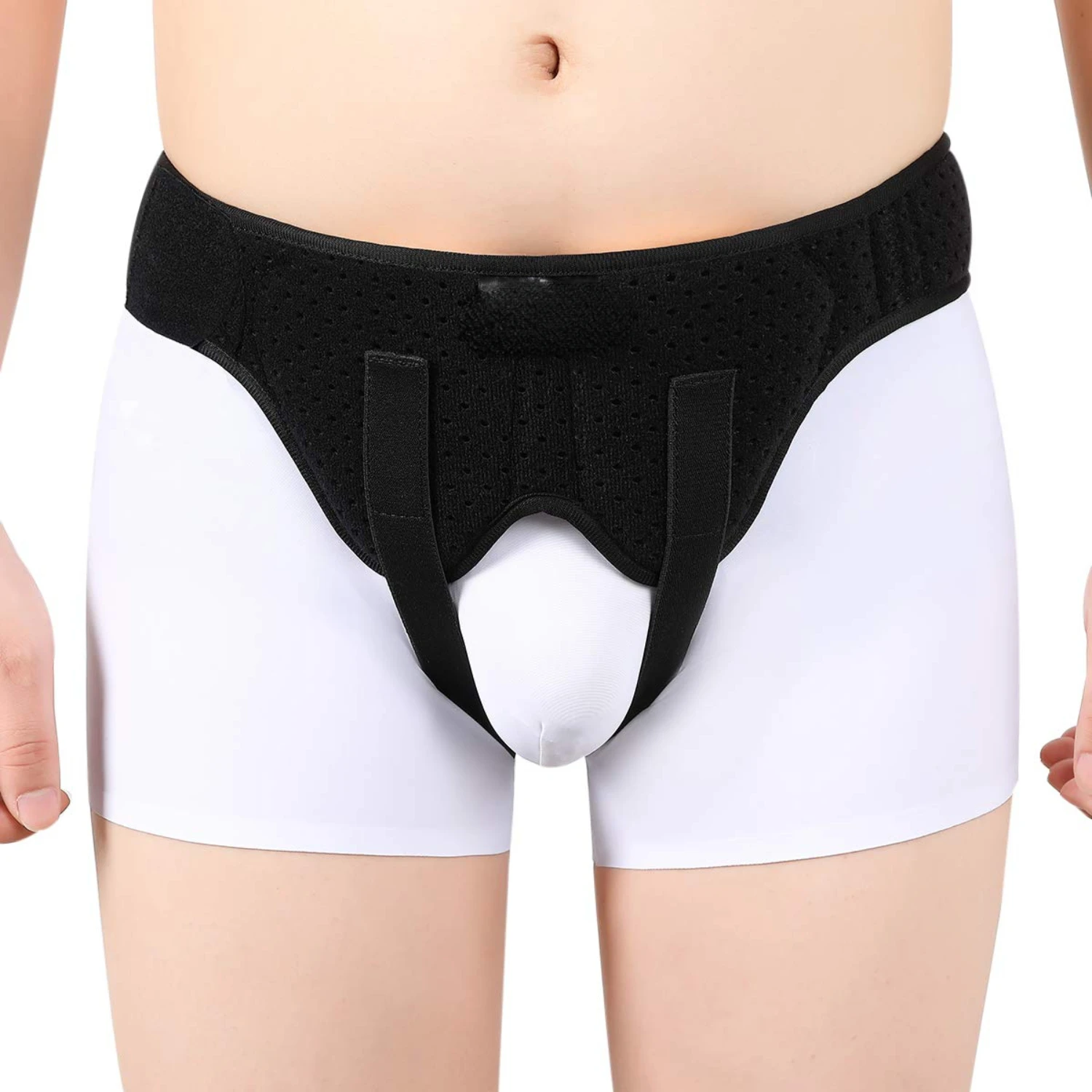 Adjustable and comfortable inguinal hernia support belt for men and women, featuring versatile protection and dual removable com