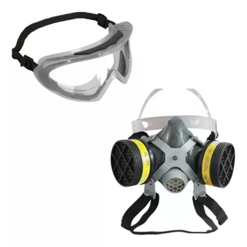 Acid Gases Respiratory Mask with 2 Filters + Glasses Set - Tools Guns