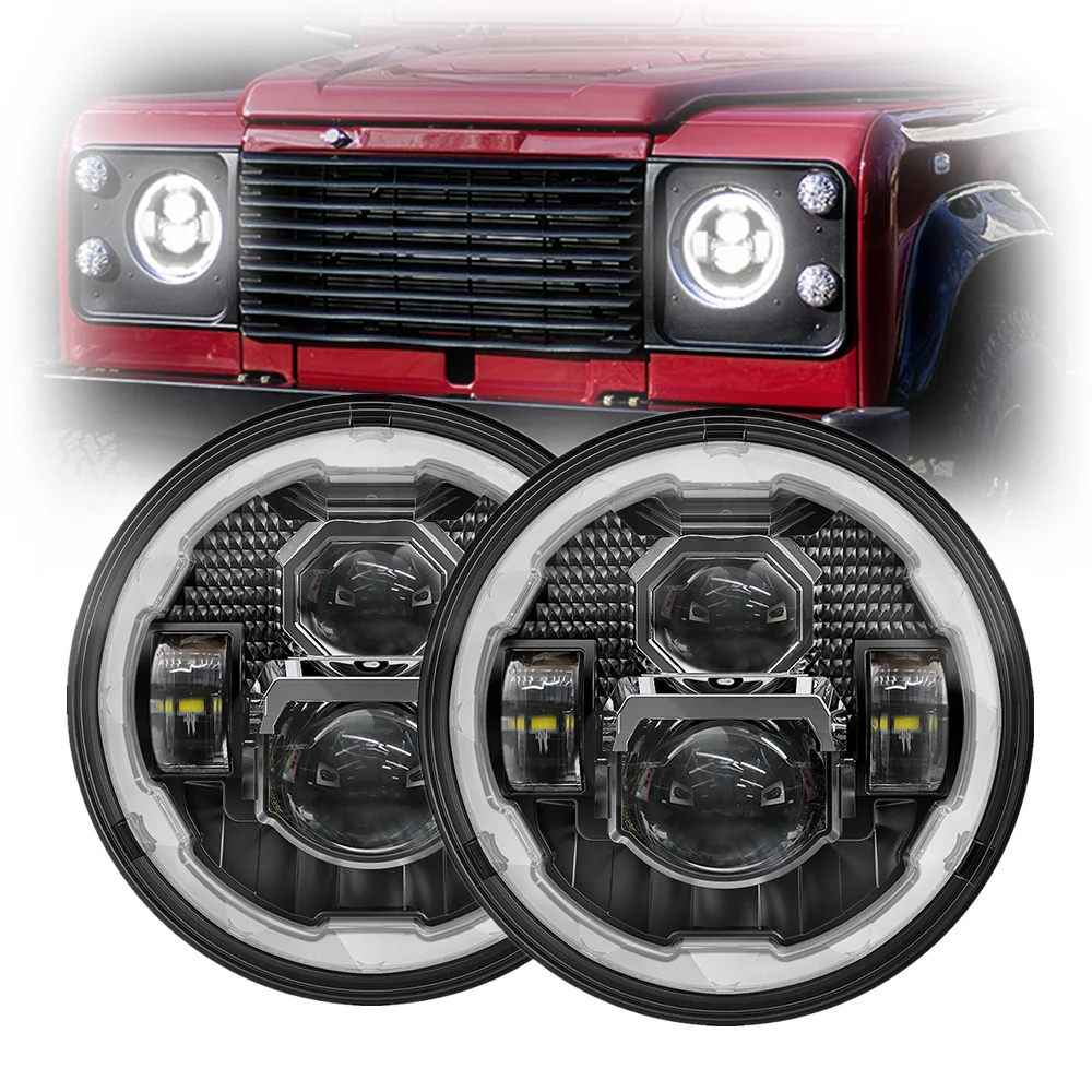 

2022 factory led Headlight for jeep wrangler jk accessories DOT E-MARK 7 inch round headlight 12V auto lighting system