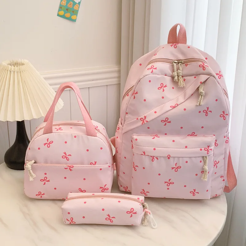 Back to School 3 Piece Floral Backpack Set Lightweight Casual Travel School Bag for Students Girls Women Butterfly Print view 2