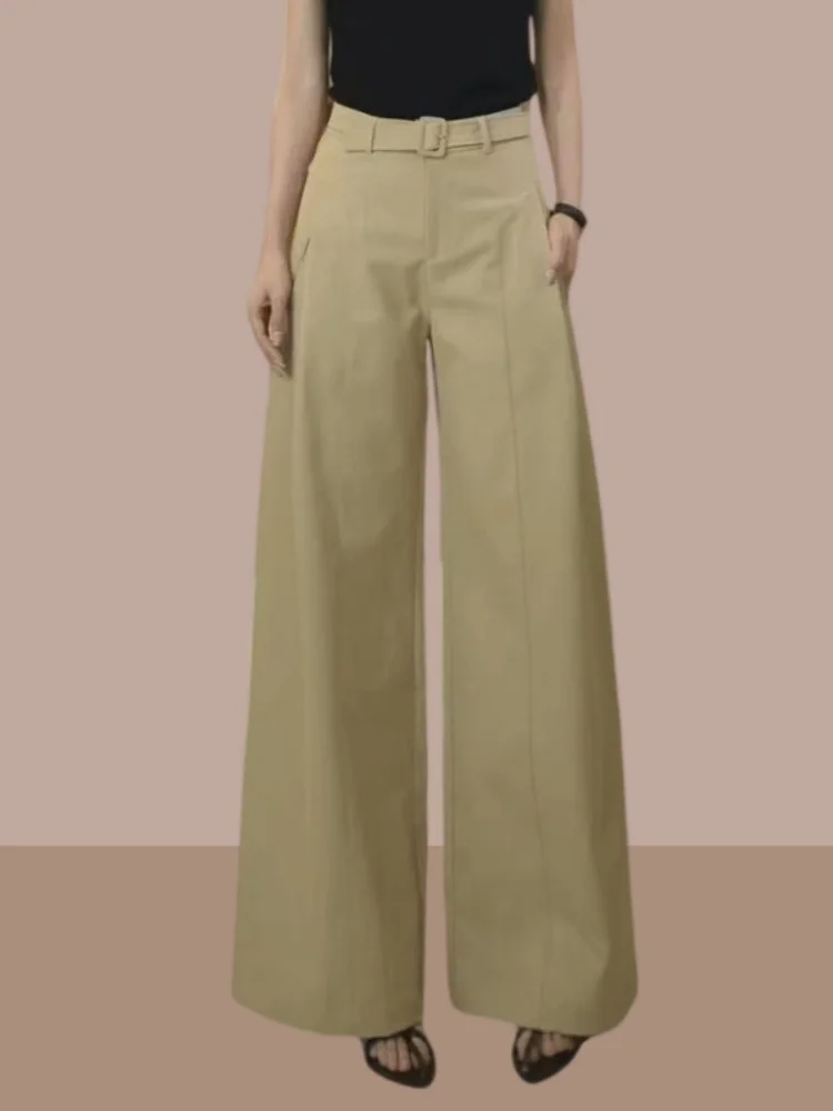 Bla ارتفاع الخصر ثنى بنطال ذو قصة أرجل واسعة المرأة الخريف جديد Sle فضفاض حجم كبير تنورة السراويل أطول تأثير بصري سراويل تقليدية