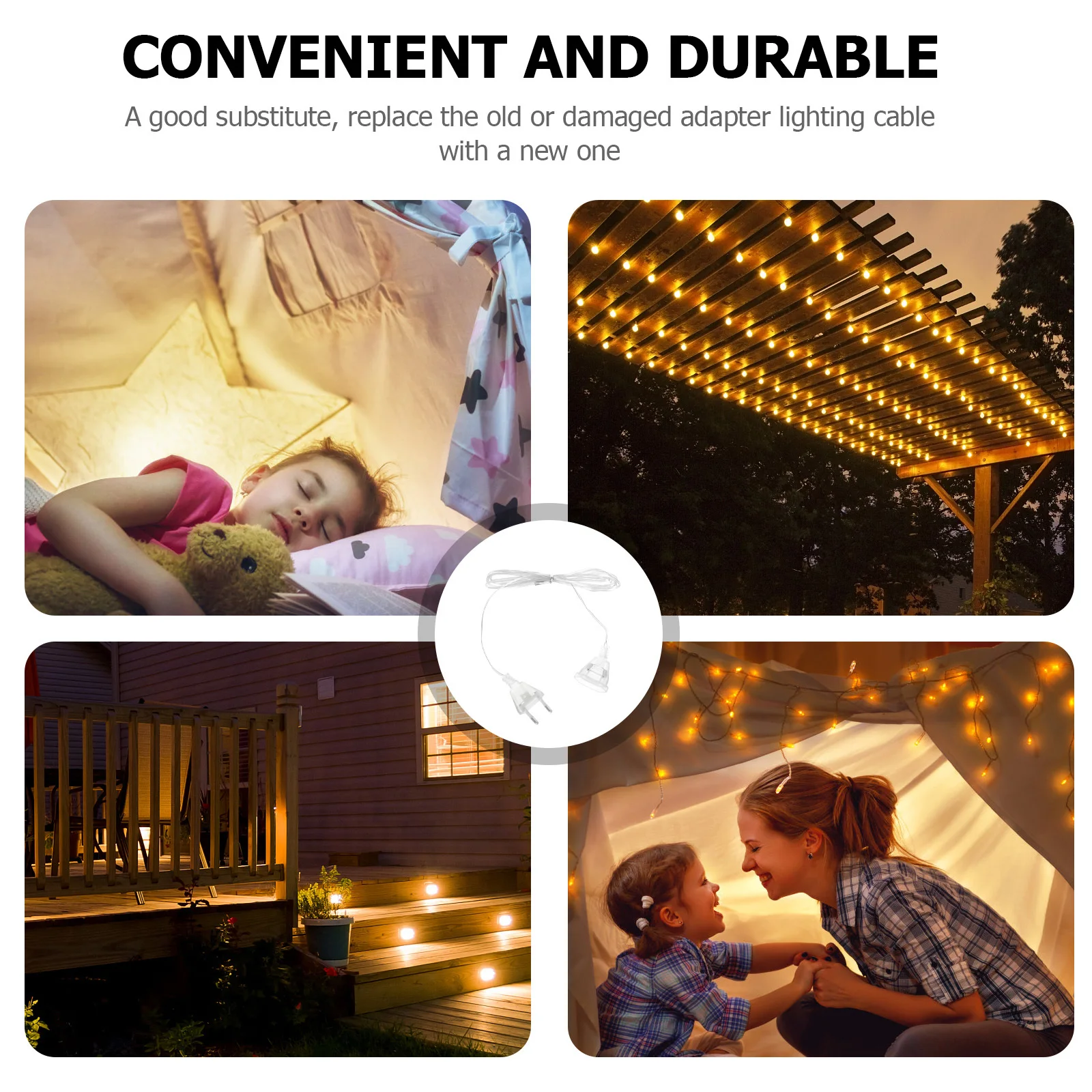 

2Pcs Extended String Light Wire for Curtain Lamp Long-Lasting Flexible Connection Party Supply Ideal Festival Wedding Lighting