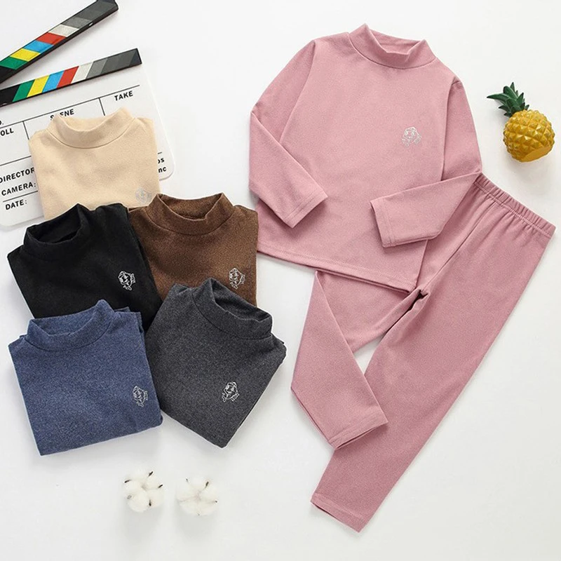 أطفال بنات مجموعة ملابس الشتاء ملابس اخلية حرارية دعوى الخريف الفتيان بيجامة مجموعة لا أثر ملابس خاصة كاندي الألوان الملابس 3-14 سنة #5