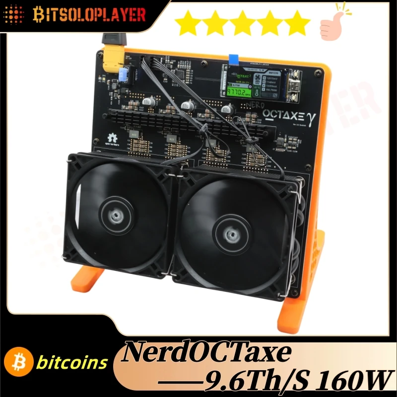 NerdOCTAxe Bitcoin Miner 9.6Th/s 160W, Algoritmo SHA-256, Ventiladores Dobles, Mini Máquina de Minería de Bitcoin BCH para el Hogar, Minería Individual