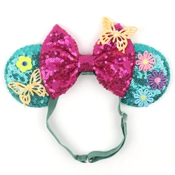 2024 New Disney Ears Adjustable Elastic Headband Adult Mickey Mouse Nylon Hairband Kids Hair Accessories Festival Trip Party DIY