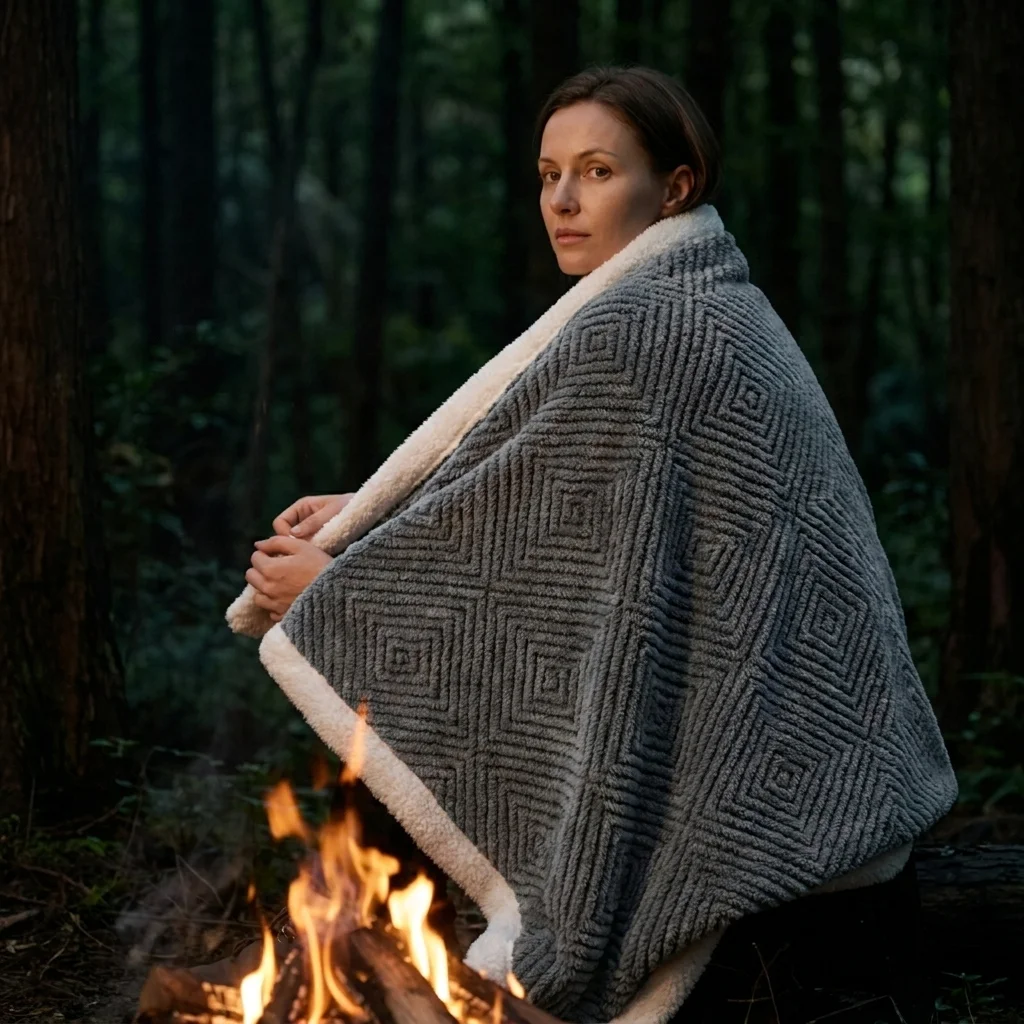 Double-layer Minimalist  Reversible Blanket  Flannel & Sherpa  Nordic Living Room Bedroom Throw