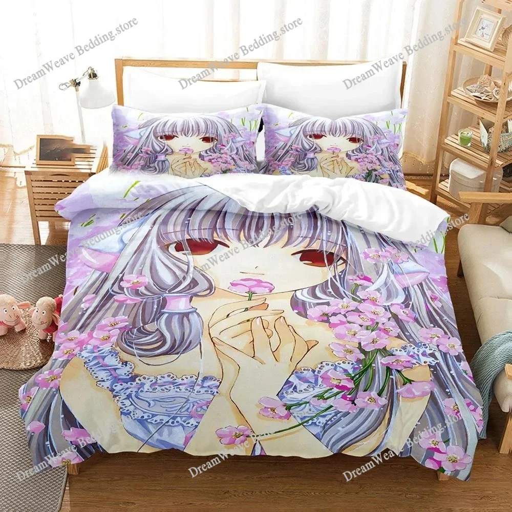

3D Printing Kawaii Anime Chobits Chi Bedding Set Boys Girls Twin Queen Size Duvet Cover Pillowcase Bed Kids Adult Home Textile