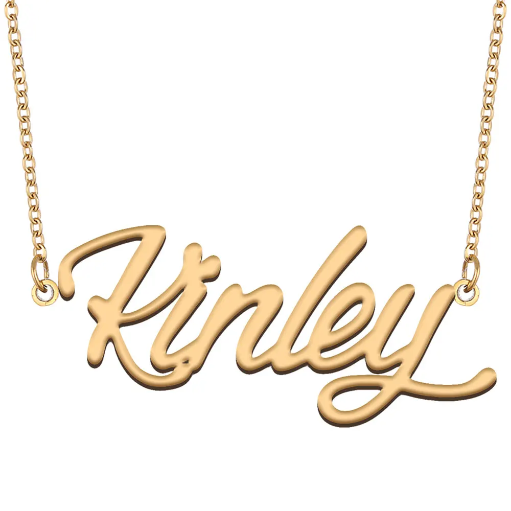 

Kinley Name Necklace for Women Stainless Steel Jewelry Gold Color Nameplate Pendant Collares Para Mujer Letters Choker