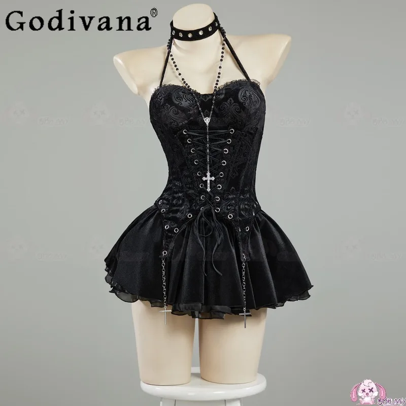 Women's Halloween Party Cosplay Outfit Gothic Subculture Short Skirt Cos Costume Set Female Summer Black Role Play Outfits - Image 2