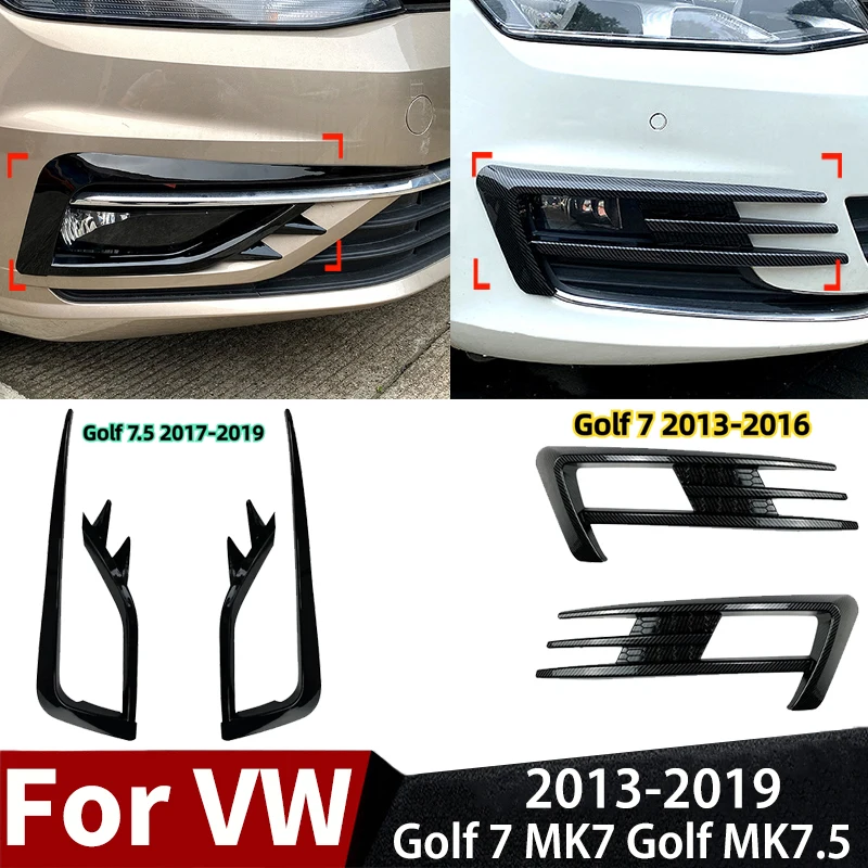 

For Volkswagen Golf 7 MK7 2013-2016 Golf MK7.5 2017-2019 Front Bumper Fog Light Grille Fog Lamp Eyebrow Wind Kinfe Trim BodyKit