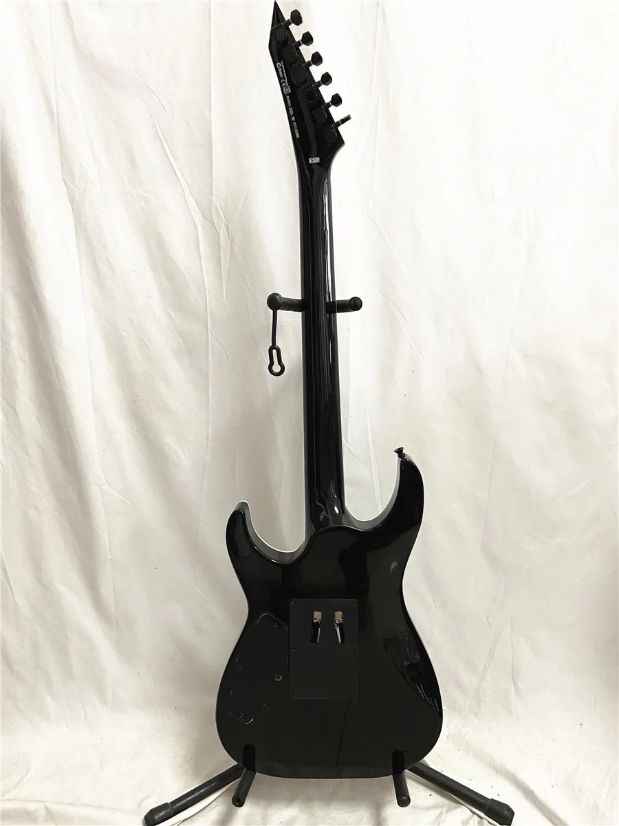 High quality custom edition transparent black double shake electric guitar water corrugated veneer rose wood fingerboard