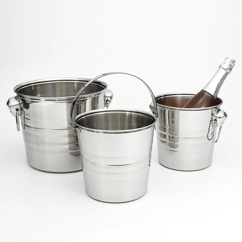 Stainless Steel Ice Bucket Container Bar Cooler KTV Gathering Cooling Beverage Portable Cooler for Beers Whiskey Cooler Bag