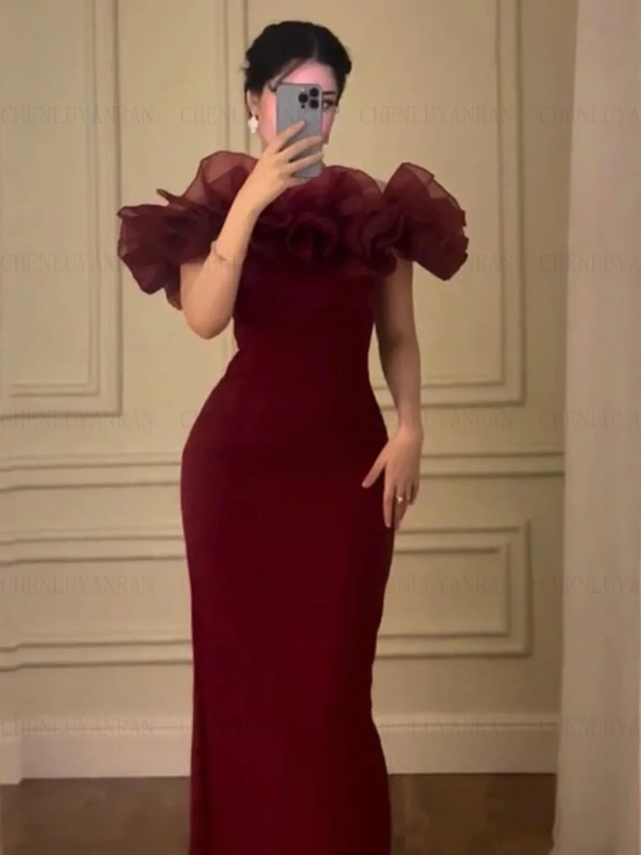 Burgundy Gorgeous Formal Occasion Dresses 2025 Simple Mermaid Long Ball Gowns Customized Sexy Evening Party Gowns فساتين الحفلات