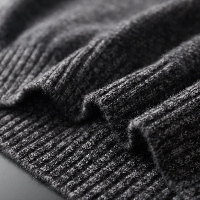 ADDONEE Jesienno-zimowy męski sweter z golfem, wykonany ze 100% wełny merino, gruby, ciepły, elegancki sweter z kaszmirem