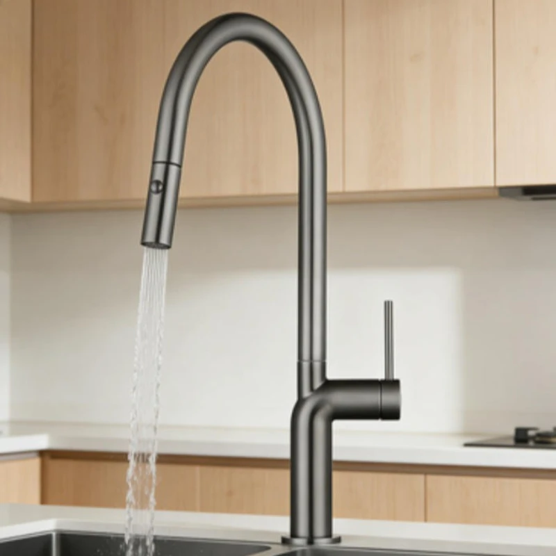 Household Rotatable Pull-out Faucet Cold Hot Water Simple Usage Anti-rust Wear-resistant Basin Faucets Durable Bathroom Fixture