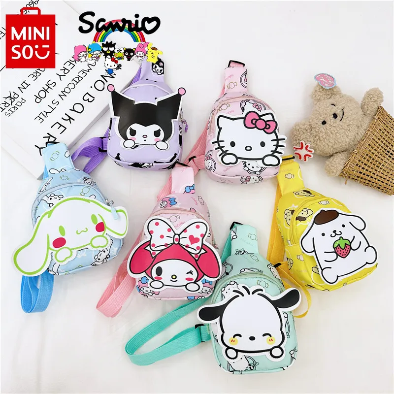 Miniso Sanrio New Children's Waist Bag Fashionable and High Quality Girl Chest Bag Lightweight Boys Crossbody Shoulder Bag