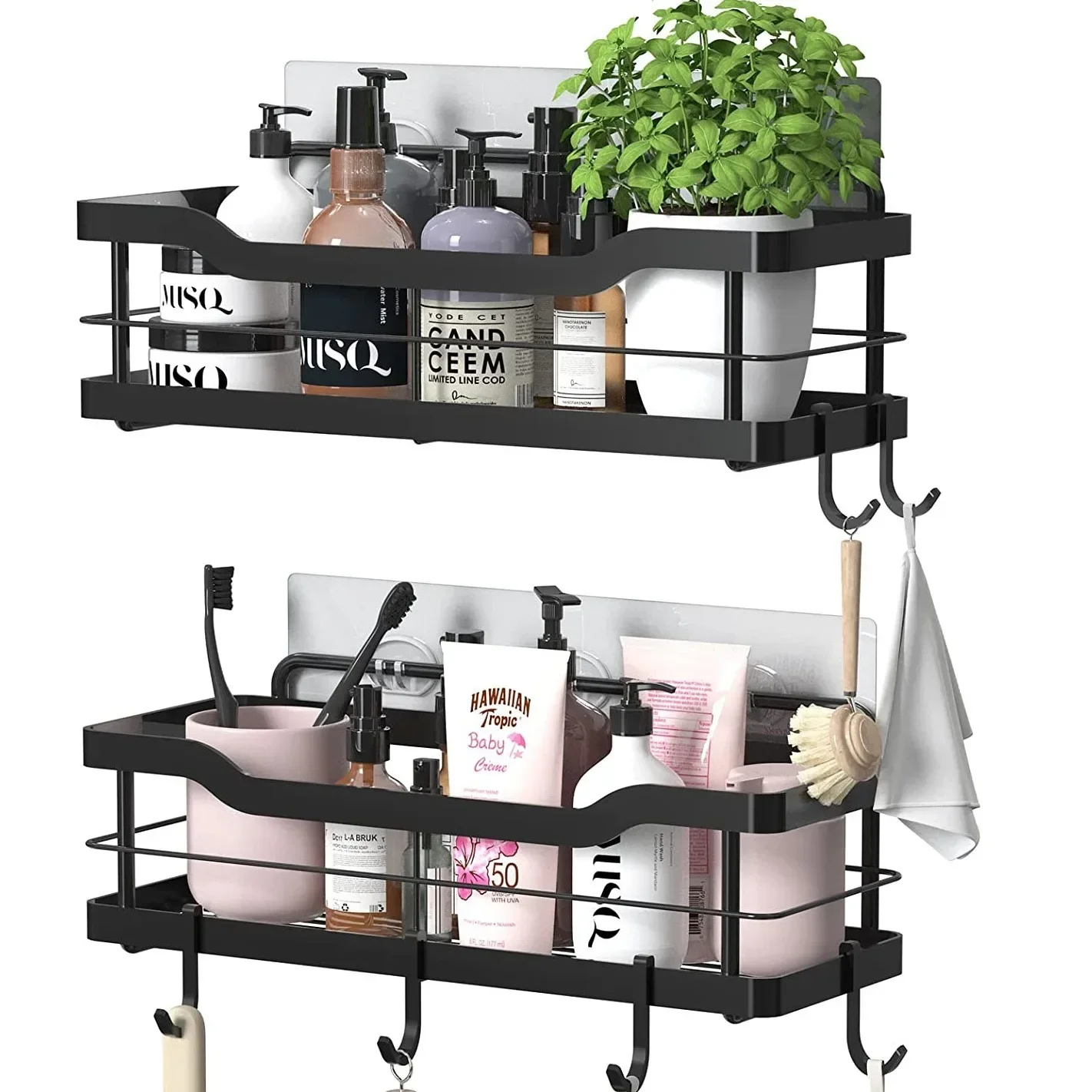 304 Stainless Steel Bathroom Rack Wall Hanging Non-punching Storage Basket Kitchen Bathroom Storage and Finishing Rack