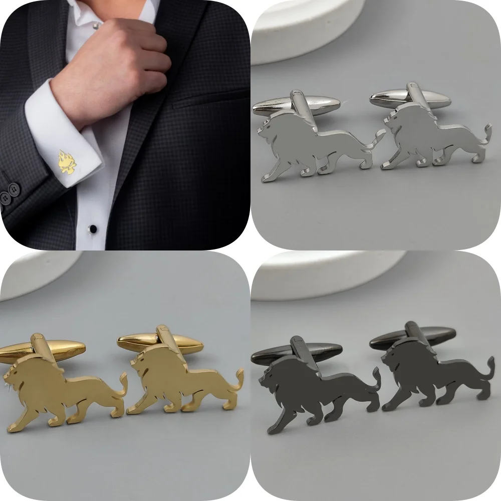 

New lion stainless steel cufflinks, waterproof and non-fading shirt buttons, formal outfit, wedding party gifts