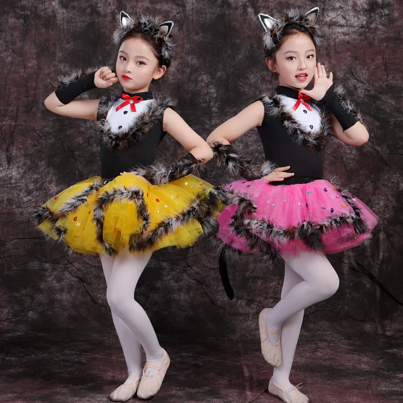 Children's Animal Clothing Kindergarten on Primary and Secondary School Students' Dance Performance Happy Star Cat holographic