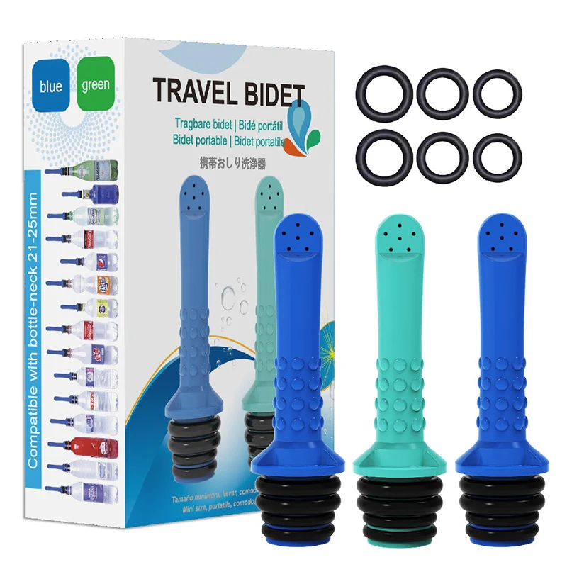 بخاخ شطاف محمول للسفر متوافق مع زجاجة بلاستيكية بيديت محمول لغسل المرحاض والنظافة الشخصية