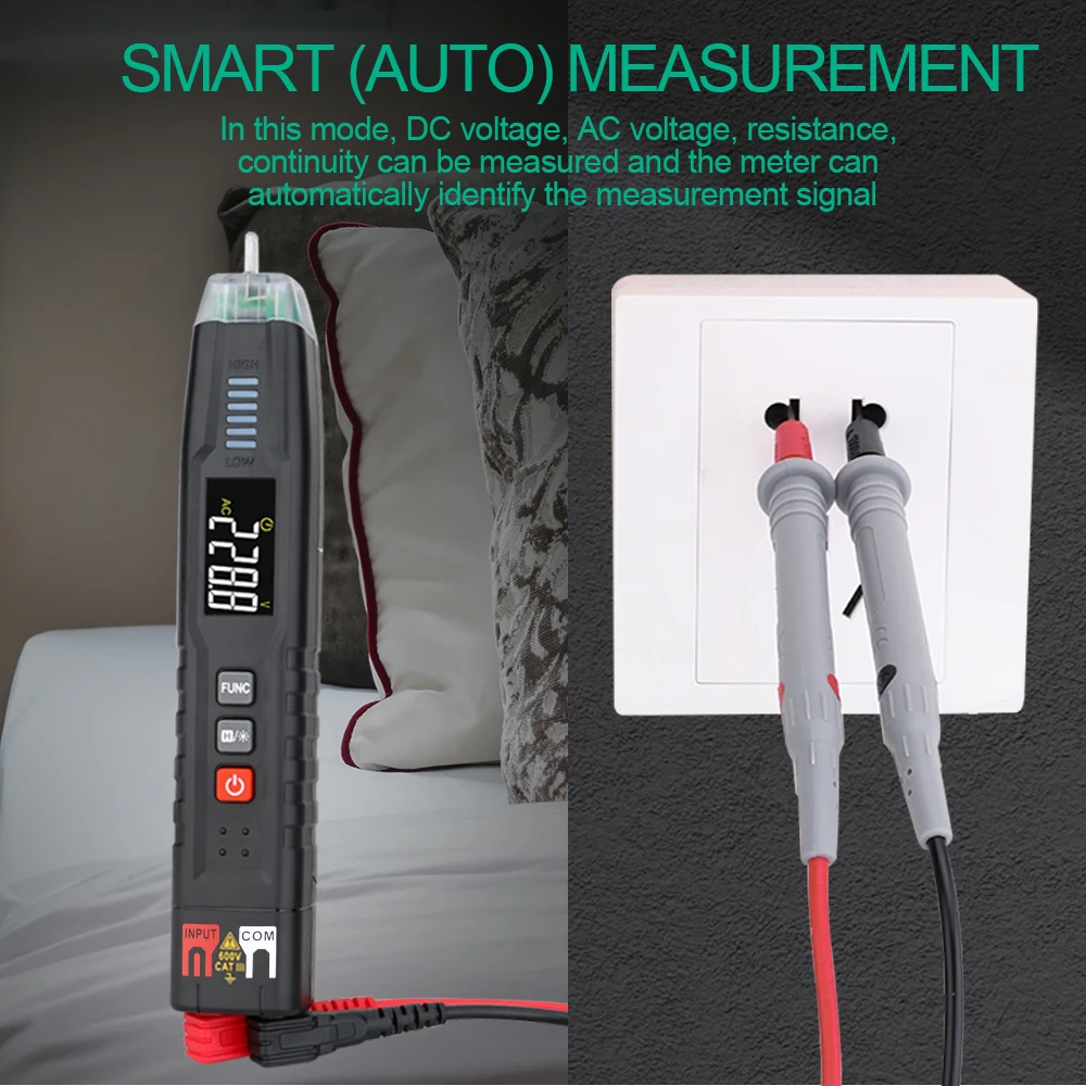 GVDA Digital Pen Type Multimeter DC AC Voltage Tester Smart Multi-meter Voltmeter NCV Phase Sequence Auto Ranging Multimetre