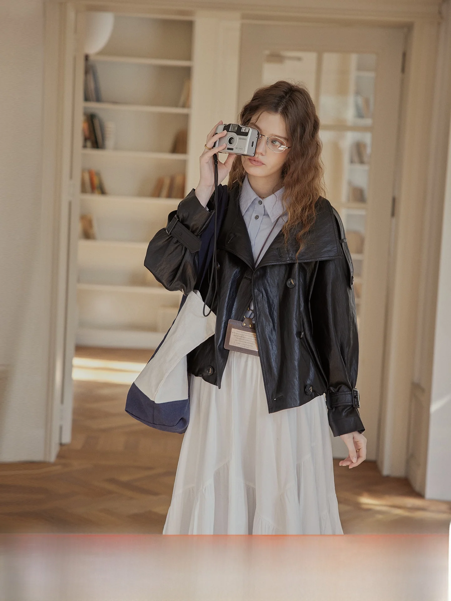 

Cpaia Heavy Metal Large Collar Cool Short Leather Jacket Small Biker Style Women's Spring Autumn PU Leather Coat