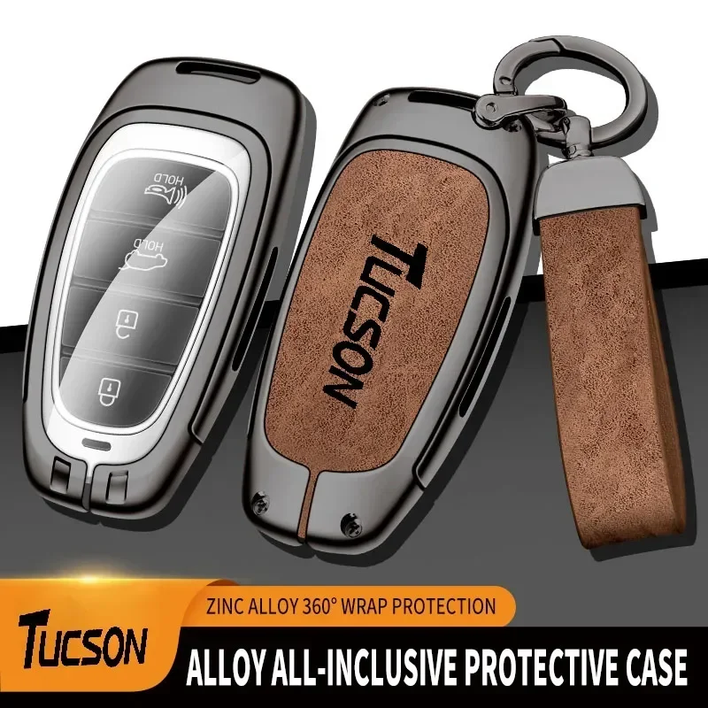 Aluminum alloy car key case is designed for the modern Santa Fe Tuson 2022NEXO NX4 Antos Solaris Prime20214-a luxury key case