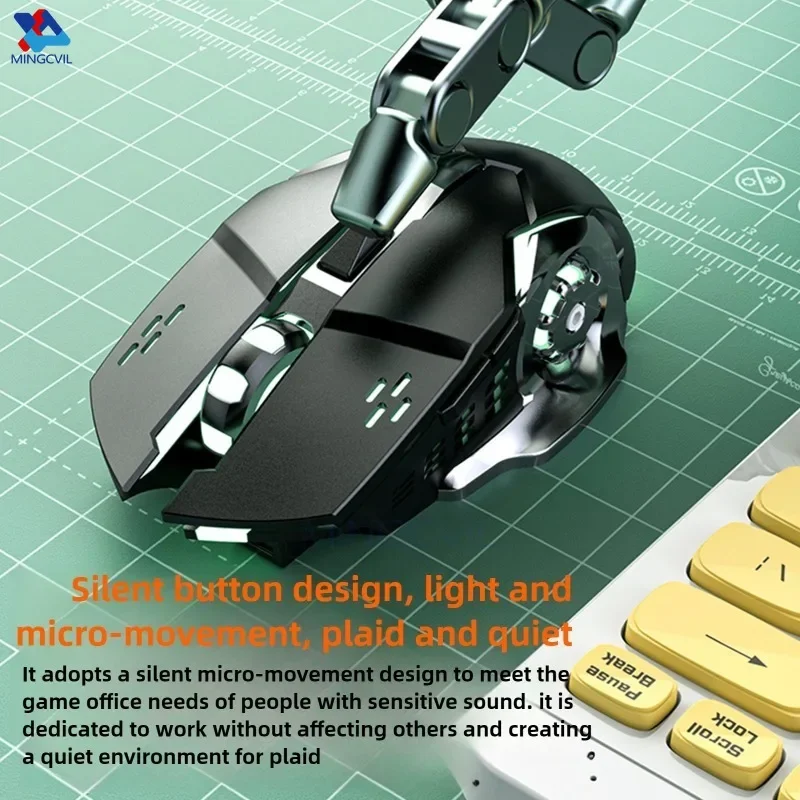 MINGCVIL Wireless Mouse Bluetooth and 2.4GHz Dual Modes Rechargeable RGB Ergonomic Silent Click for PC iPad Laptop Cell Phone