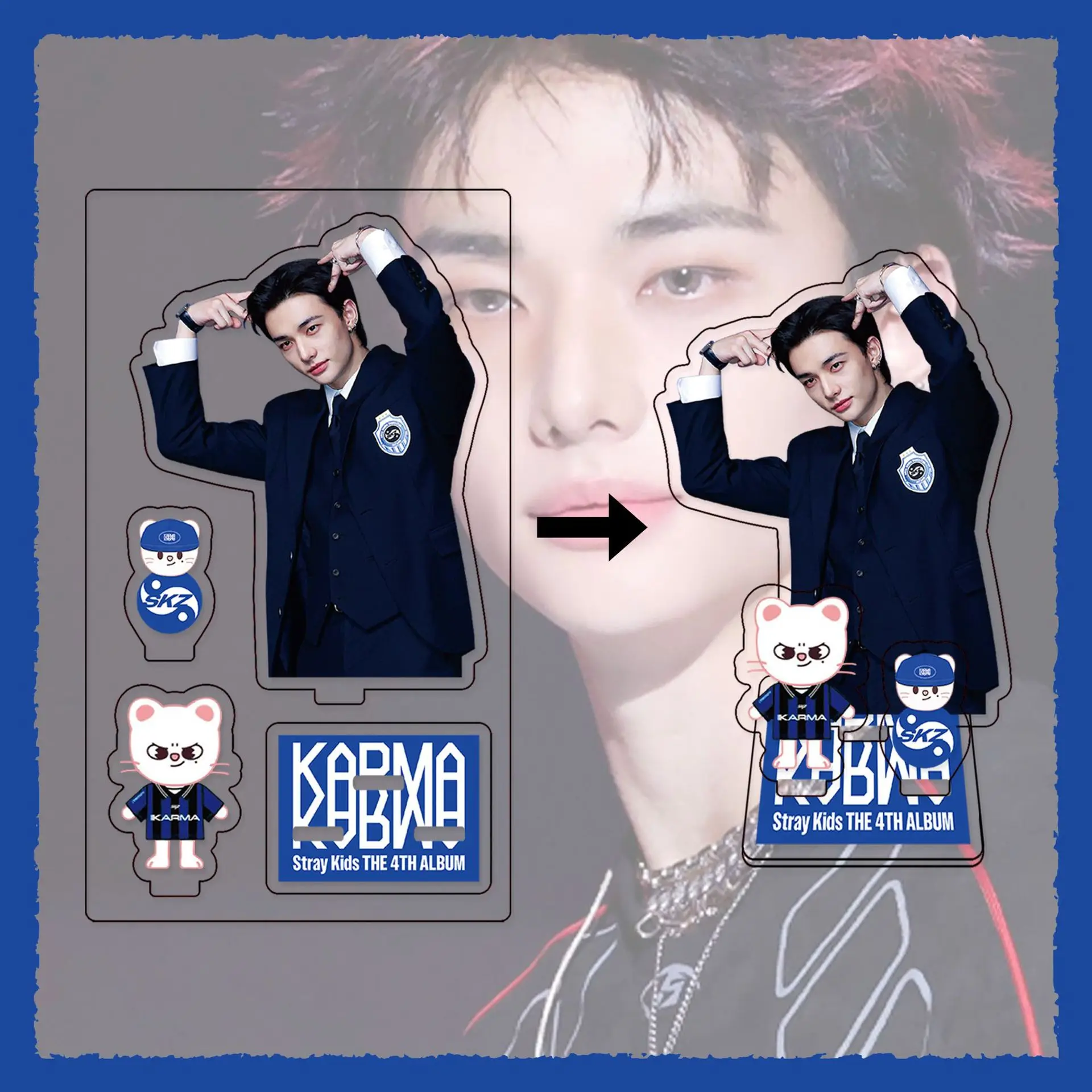Álbum oficial StrayKids de 3 peças KARMA Huang Xuanchen Li Longfu skzoo enfeites periféricos acrílicos