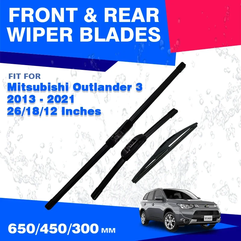 For Mitsubishi Outlander 3 MK3 2013-2021 Front & Rear Window Wiper Blades Windshield Windscreen 26