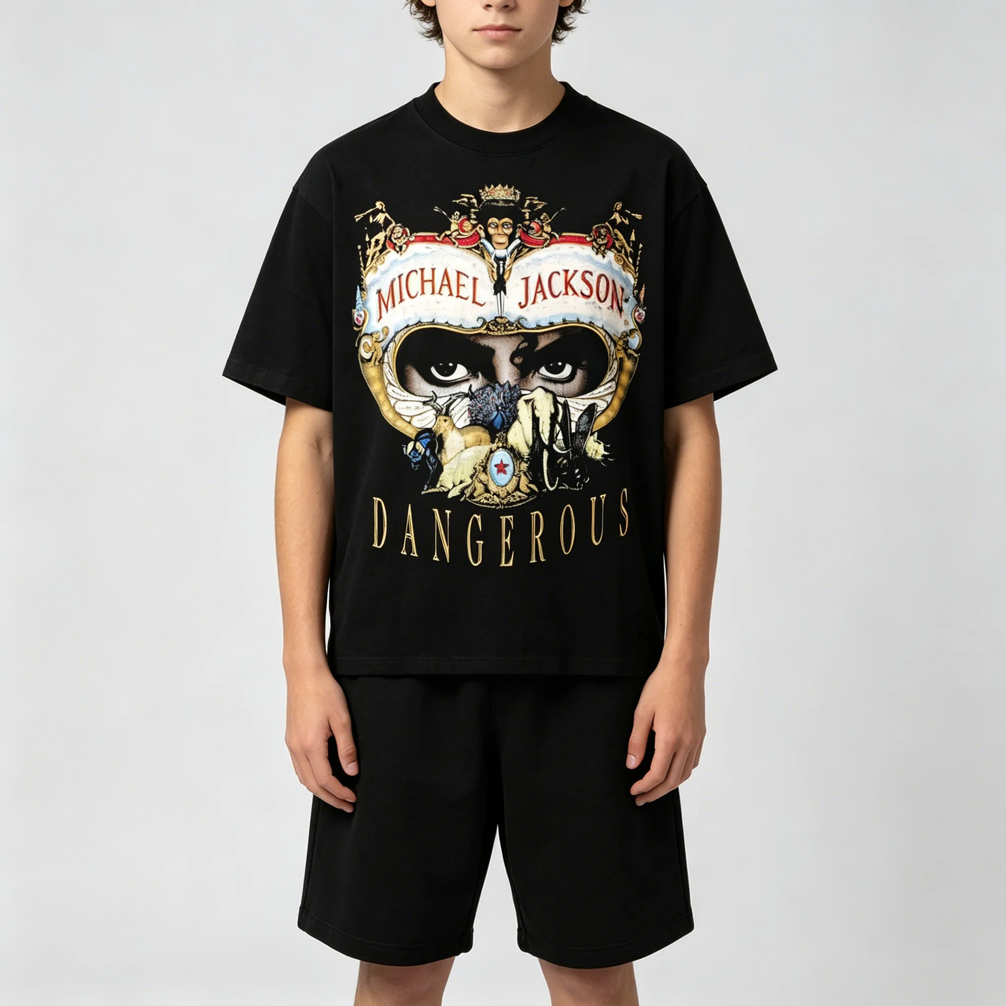 Men T Shirt Women Tee Boys Girls Top Adults Children Parent Child Cotton kid Tshirts Michael Jackson MJ Y2K Hip Hop Graphic New