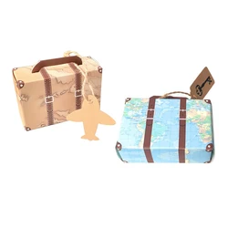 5pcs Suitcase Type Candy Vintage Creative Candy Box For Wedding Kids Boy's Travel Map Airplane Birthday Party Decoration Supply
