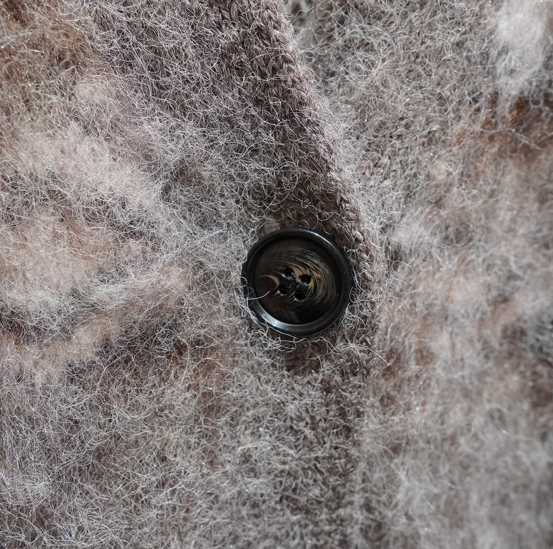 Women's Thick Knit Jacquard Cardigan Coat - V-Neck Loose Fit