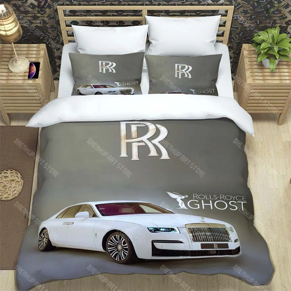 R-Rolls-Royce Pattern Quilt Cover With Pillowcases Microfiber 3D Digital Printed Bedding Set Twin Full Queen King