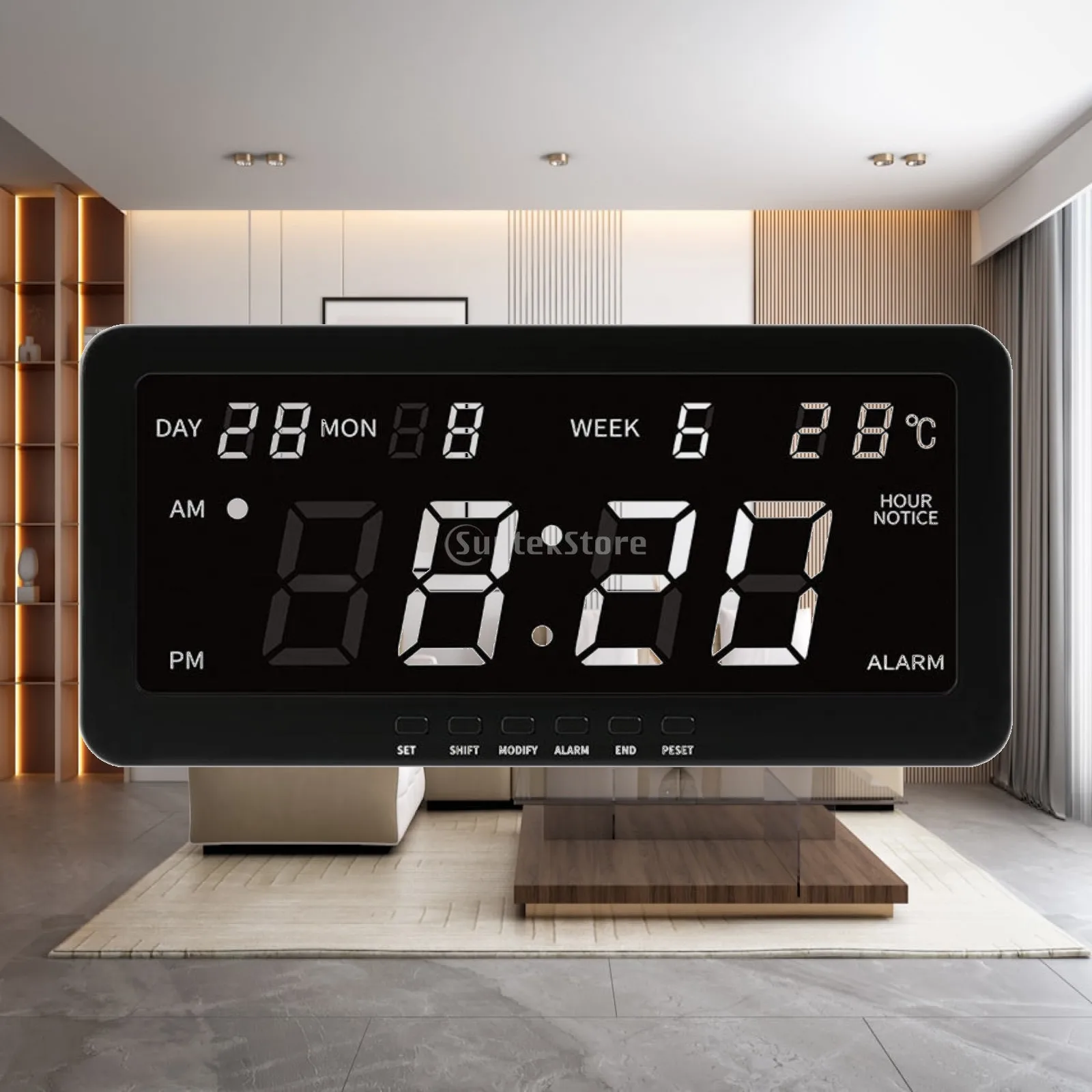 Digital Wall Clock Day Week Month Display Large Screen Versatile Professional Practical Temperature Display for Bedroom Indoor