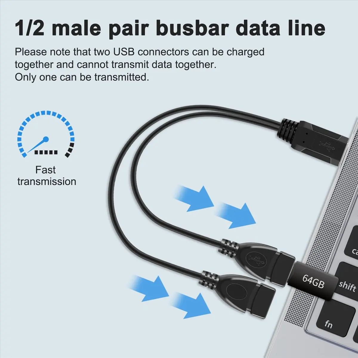 A49T USB 2.0A Male auf 2 Dual USB Female Jack Y Splitter Verteiler Adapter Kabel