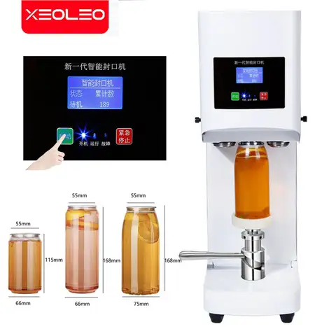 XEOLEO 지능형 우유 거품 차 캔 밀봉 기계 캔 포장, 애완 동물 알루미늄 병, 식품 음료 소다, 330ml, 500 ml, 650ml, 55mm Best5