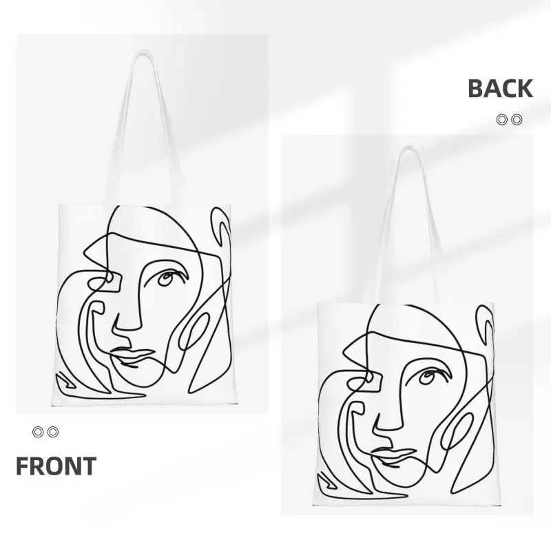 Kawaii Pablo Picasso One Line Abstract Art Shopping Tote Bags Recycling Spanish Artist Grocery Canvas Shoulder Shopper Bag