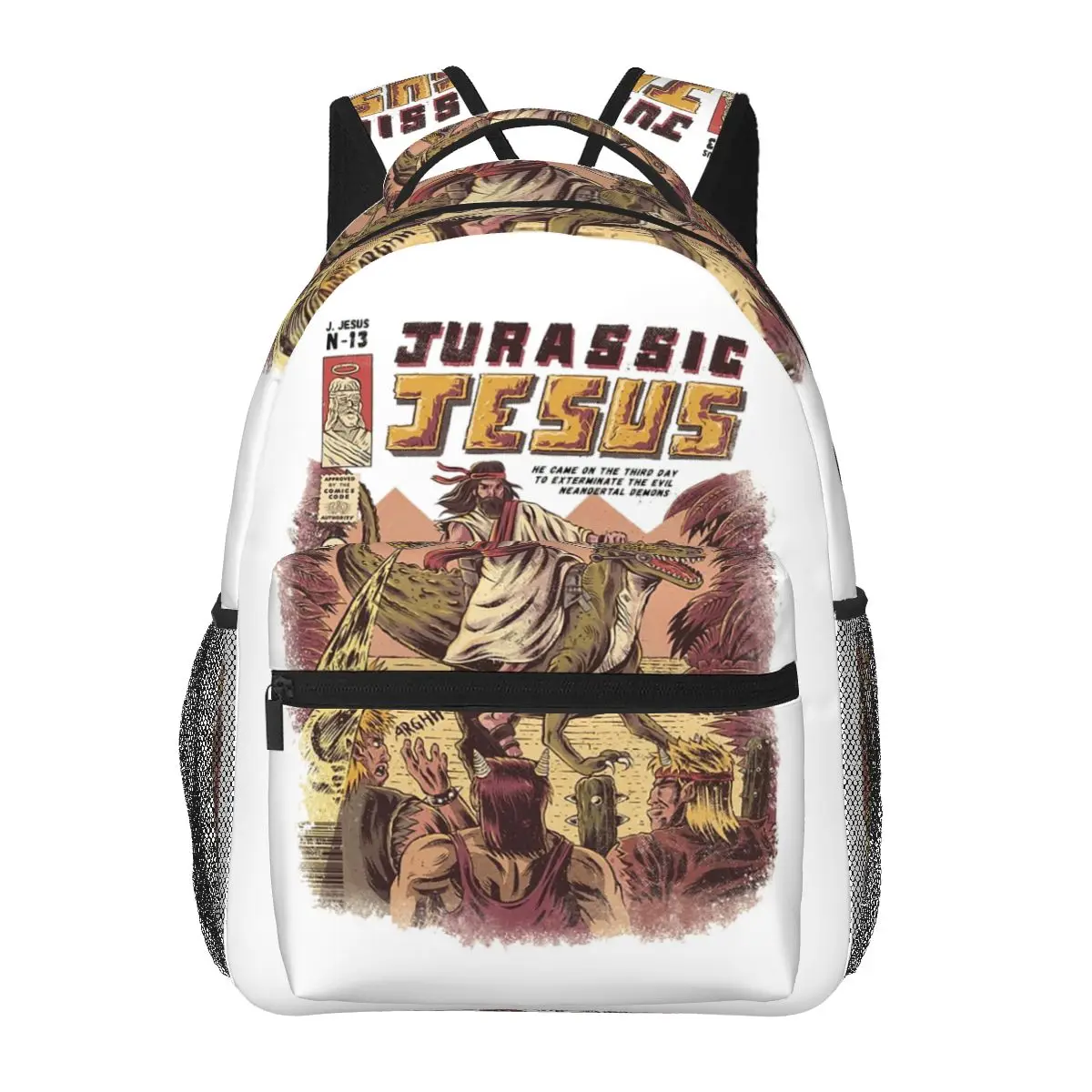 

Jurassic Jesus Backpacks Boys Girls Bookbag Students School Bags Cartoon Laptop Rucksack Shoulder Bag Large Capacity