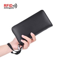 New Men's Wallet Rfid Multi-card Slot Casual Carbon Fiber Pattern Large Capacity Clutch Coin Purse
