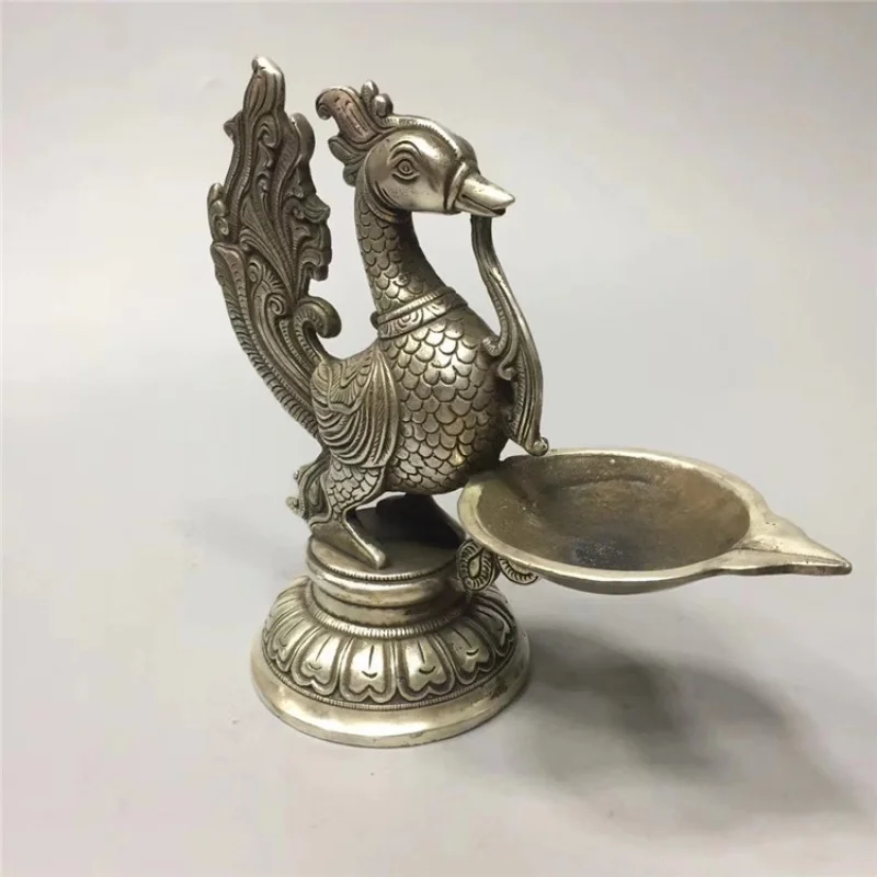 Factory Antique Sundries Wholesale Bronze Distressed (Antique White Copper Peacock Oil Lamp) Metal Crafts