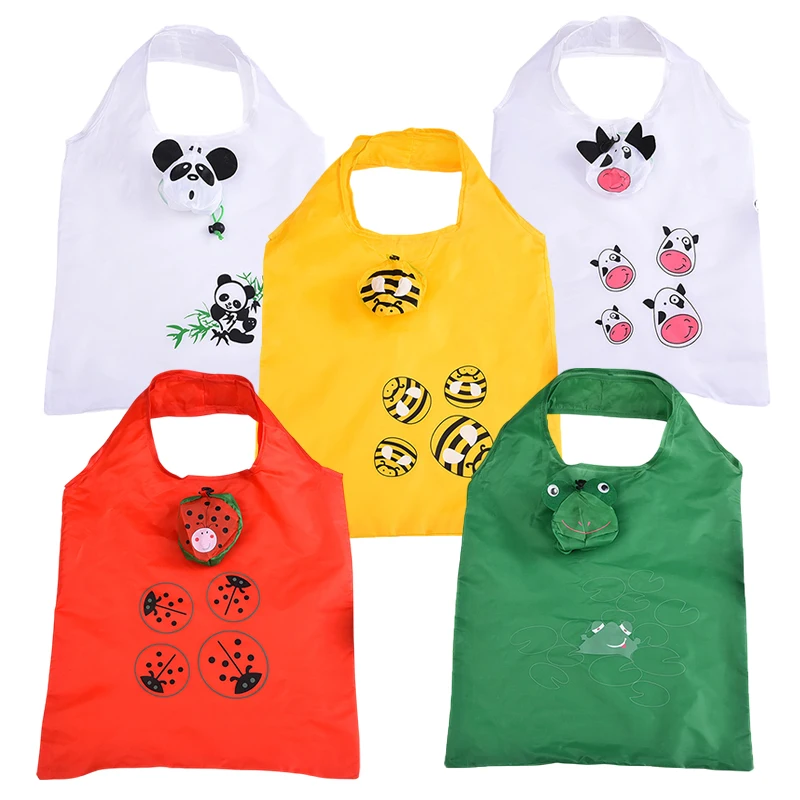 Bolsa de compras plegable con animales bonitos, bolsa de mano plegable de gran capacidad, bolsa de almacenamiento para compras de supermercado, bolsas ecológicas reutilizables