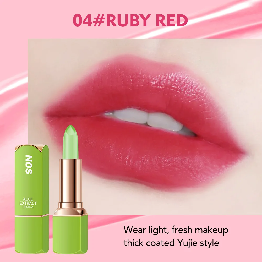Aloe Vera Temperature Changing Lipstick. Infused with aloe extract, it adjusts shade with lip temperature