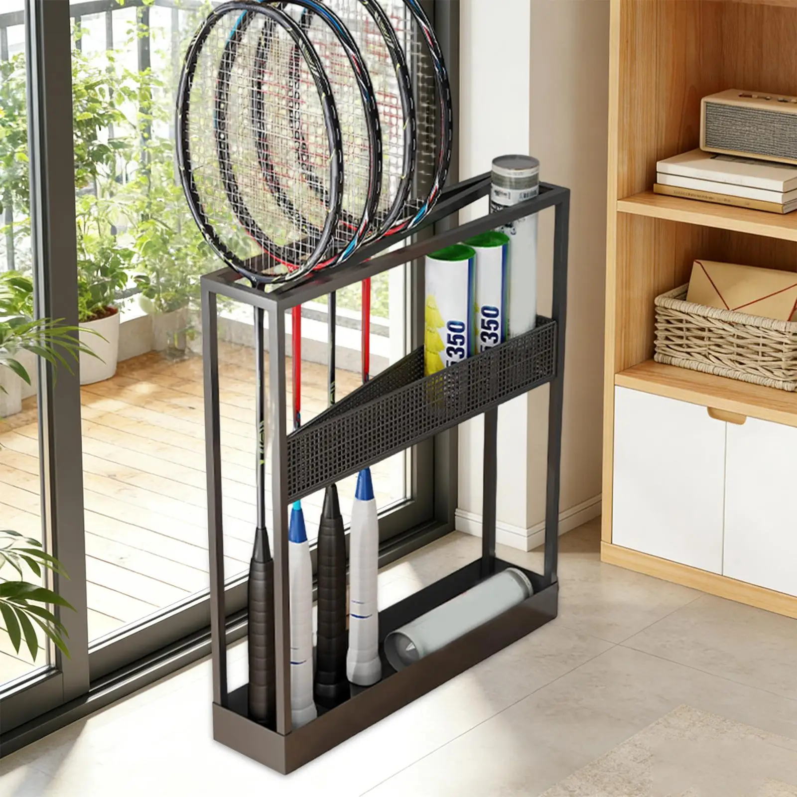 

Sturdy Tennis Racket Holder Iron Material Display Organizer Stand for Sports Field Home School