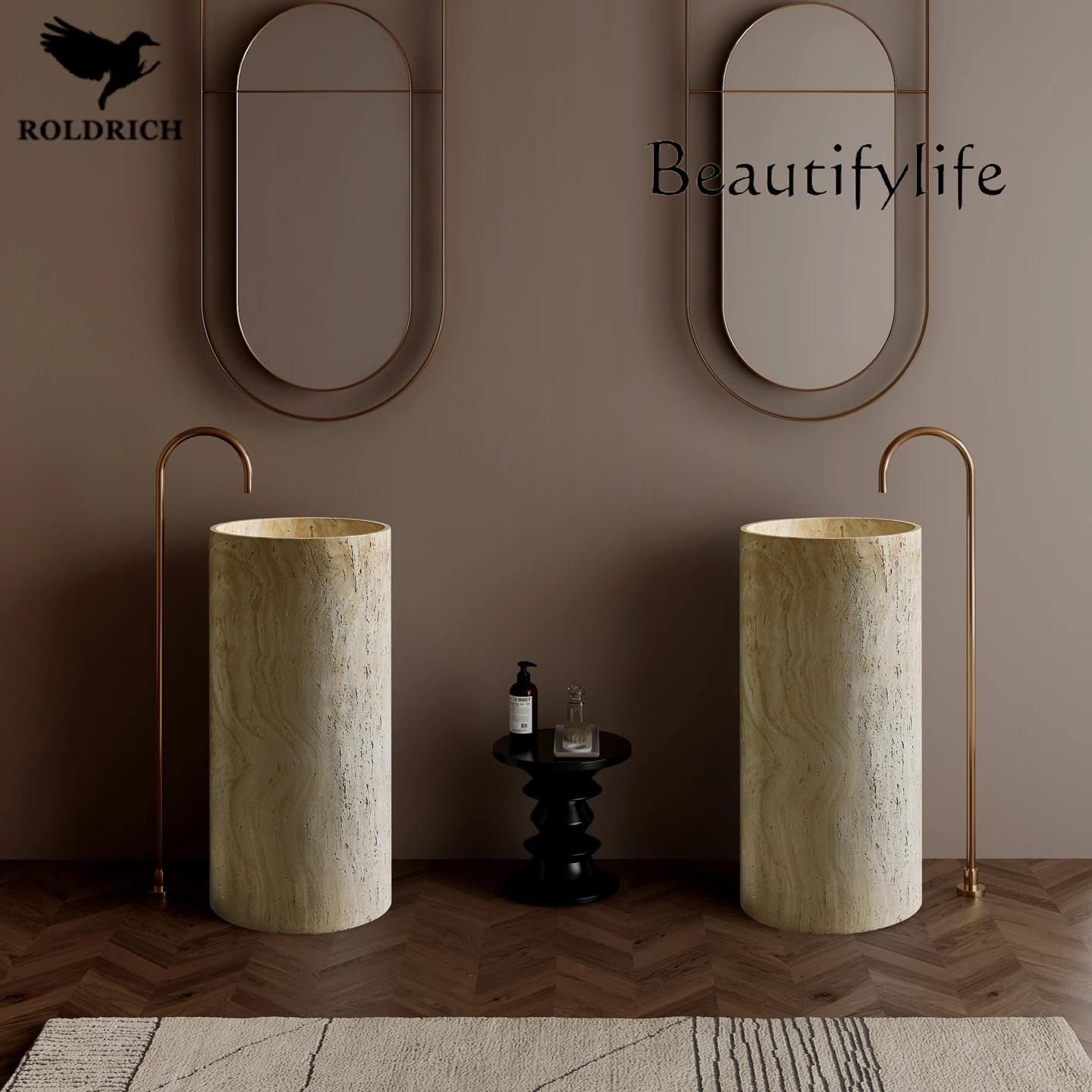 

Средневековый травертин, мрамор, круглый интегрированный формовочный пол, мытье рук, мытье лица, маленькая квартира, бытовой колонный бассейн